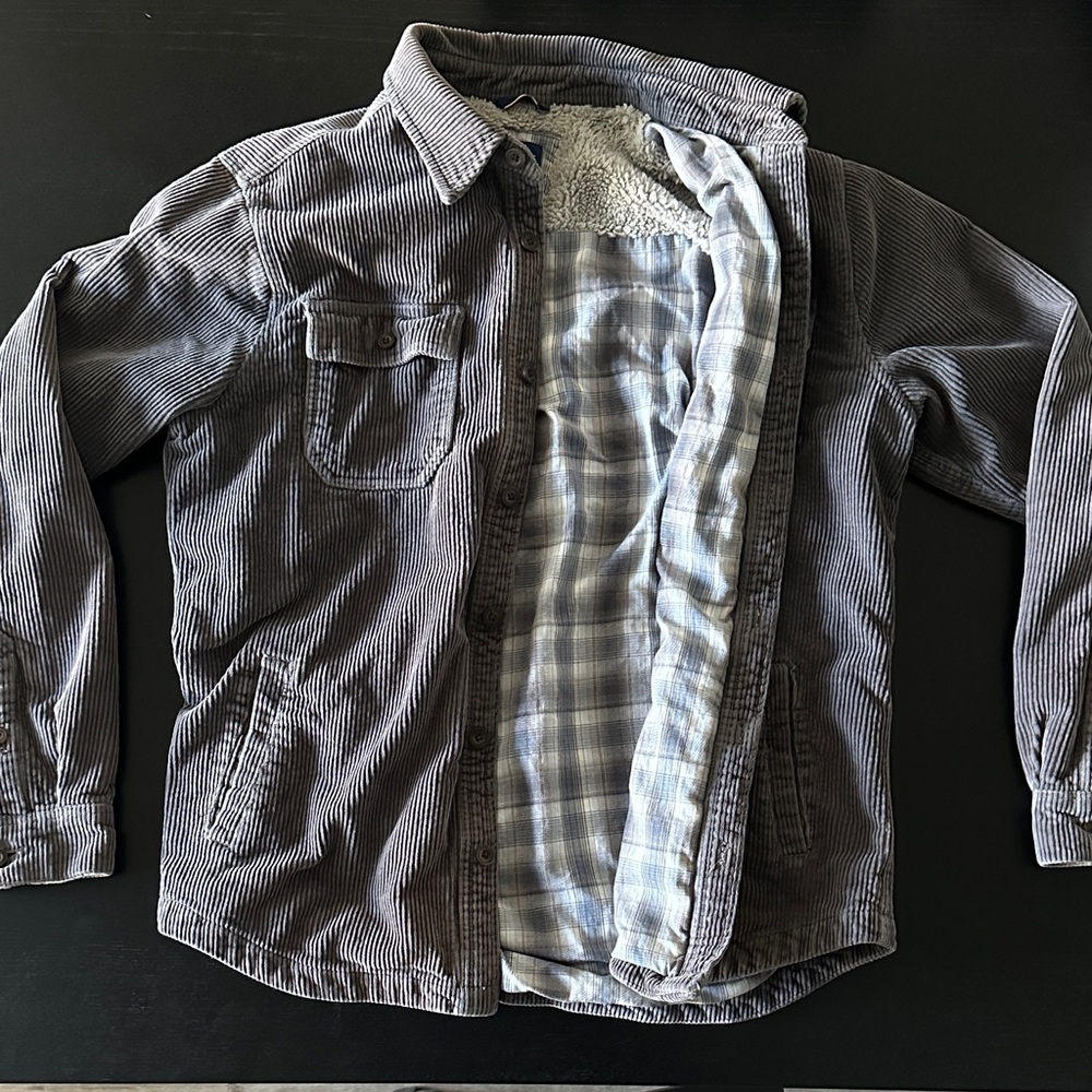 Gray Corduroy Jacket with Plaid Lining